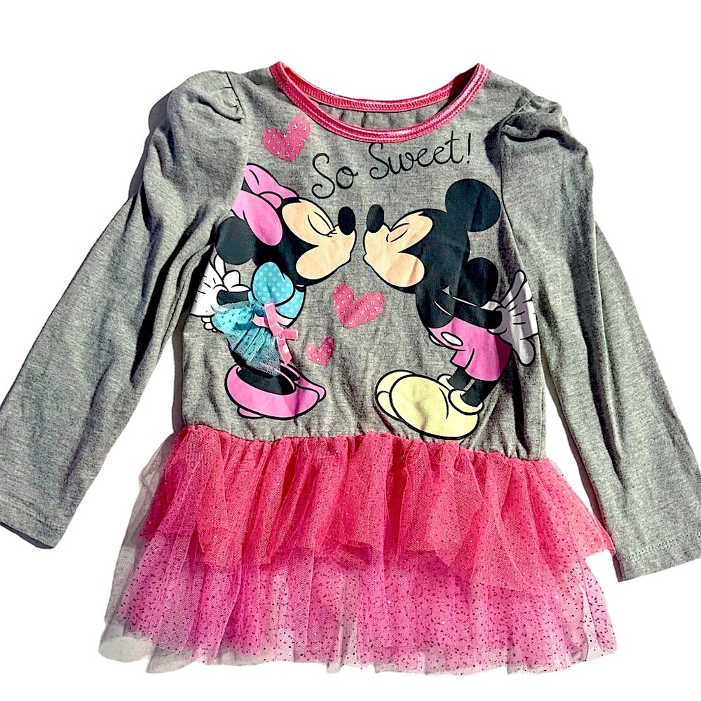 Toddler Girls 3t Disney Mickey & Minnie Mouse Long Sleeved Tulle TuTu Top